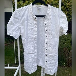 Oakley White Short Sleeve Snap Front Blouse